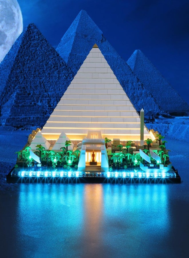 Vaodest مصباح LED من Vaodest لمجموعة Lego 21058 Architecture الهرم الأكبر في الجيزة، تصميم وتكوين متوافق مع الموديل 21058 (مصباح LED فقط، وليس مجموعة مكعبات البناء). - Image 1